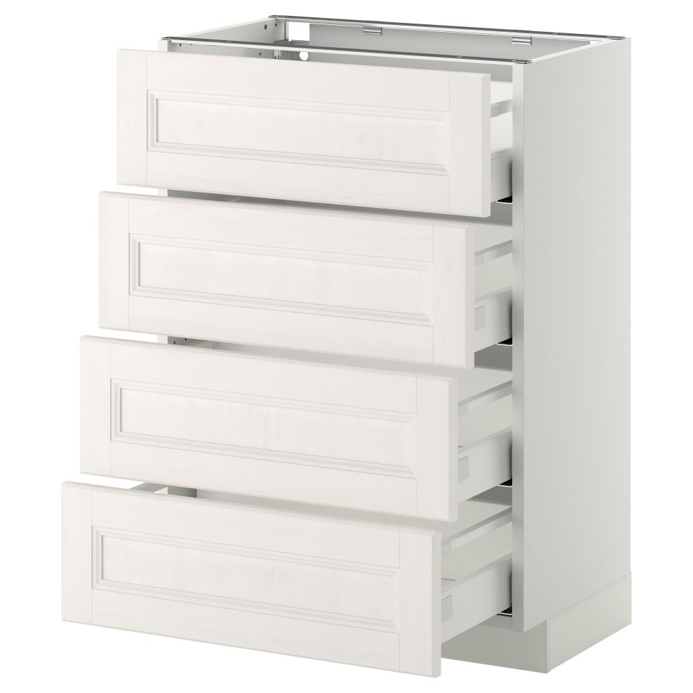 Напольный шкаф 4 фронтальных панели, 4 ящика МЕТОД / МАКСИМЕРА, белый, Лаксарби белый - схема-чертеж с размерами