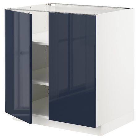 Напольный шкаф с полками/2двери, белый/Ерста черно-синий 80x60x80 см IKEA METOD МЕТОД 892.826.90