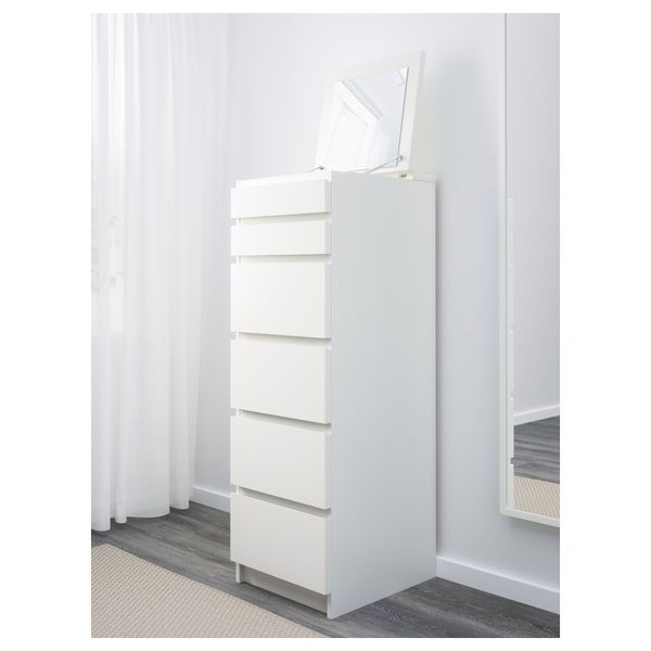 Комод с 6 ящиками МАЛЬМ, белый, зеркальное стекло (40x123 см) - фото 3