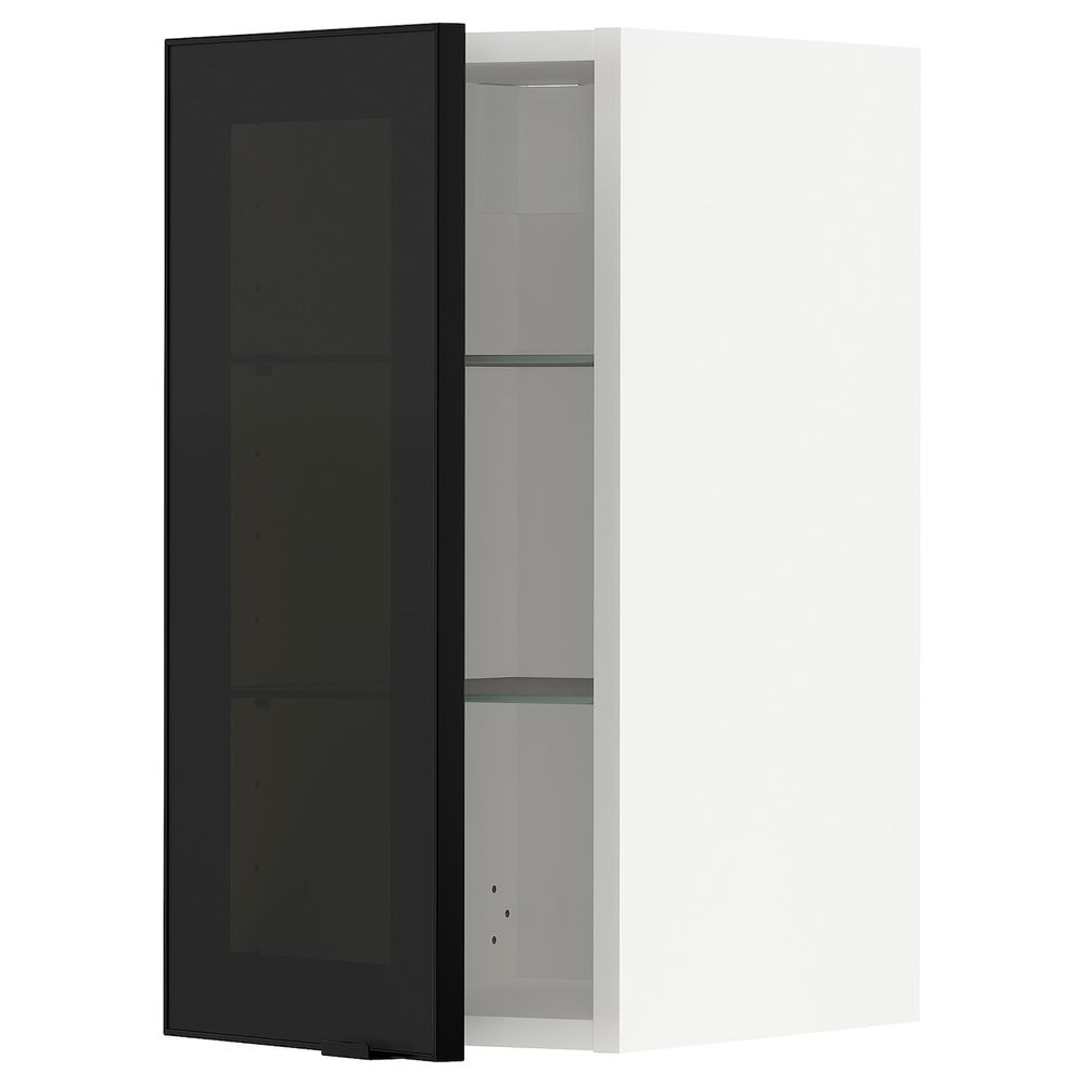 Навесной шкаф/полки/стеклян дверца, белый/Ютис дымчатое стекло 30x60 см IKEA METOD МЕТОД 694.470.17 - фото 1