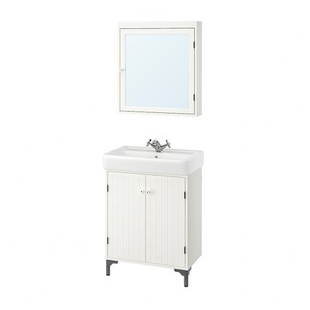 Комплект мебели для ванной, 5 предм., белый/РУНШЕР смеситель 63 см IKEA SILVERÅN СИЛВЕРОН / HAMNVIKEN ХЭМНВИКЕН 793.046.21