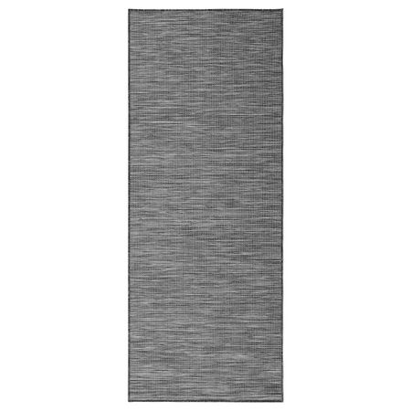 Ковер безворсовый, для дома/улицы ХОДДЕ, серый, черный (80x200 см)