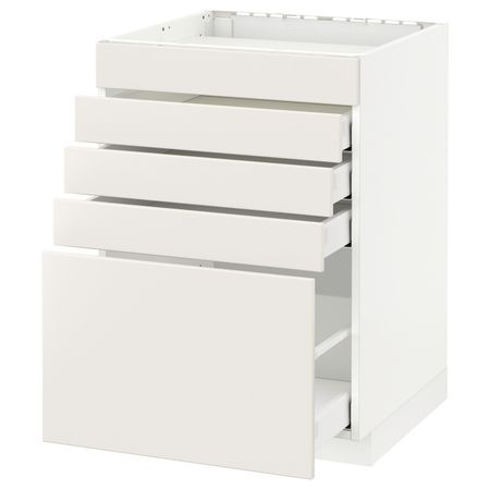 Напольный шкаф для варочной панели/5фасад/4ящ, белый/Веддинге белый 60x60 см IKEA METOD МЕТОД / MAXIMERA МАКСИМЕРА 192.347.87