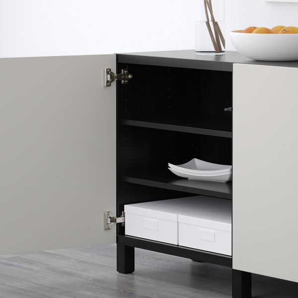 Комбинация для хранения с дверцами, черно-коричневый/Лаппвикен светло-серый 180x40x74 см IKEA БЕСТО 192.466.91 - фото 3