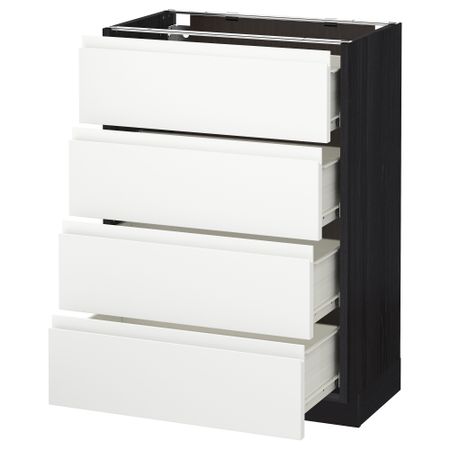 Напольный шкаф 4 фронтальных панели, 4 ящика МЕТОД / ФОРВАРА, черный, Воксторп белый