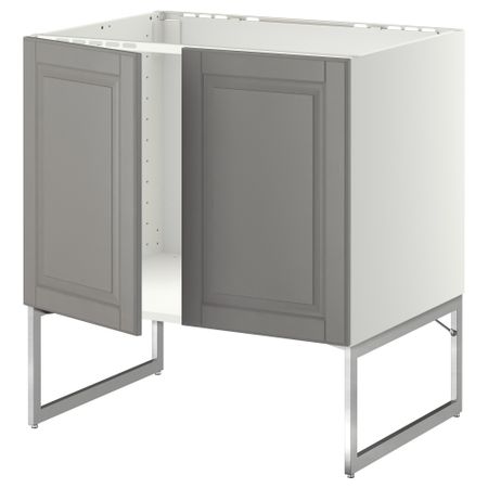 Напольный шкаф для раковины + 2 двери МЕТОД, белый, Будбин серый (80x60x60 см)