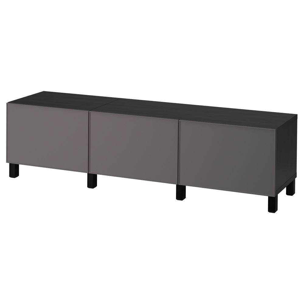 Комбинация для хранения с ящиками БЕСТО, черно-коричневый, Грундсвикен темно-серый (180x40x48 см) - фото 1