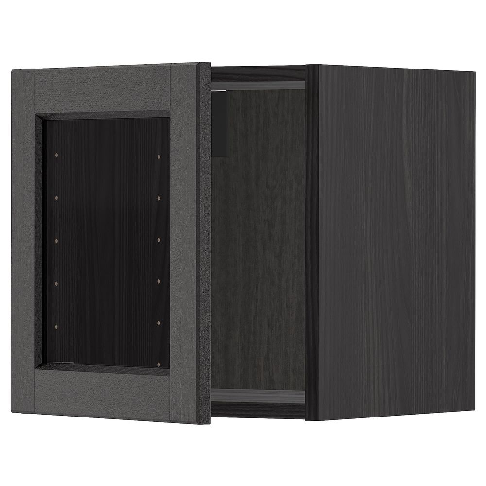 Навесной шкаф со стеклянной дверью, черный/Лерхюттан черная морилка 40x40 см IKEA МЕТОД 892.614.52 - схема-чертеж с размерами