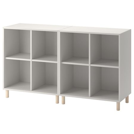 Комбинация шкафов с ножками, светло-серый/дерево 140x35x80 см IKEA EKET ЭКЕТ 093.861.06