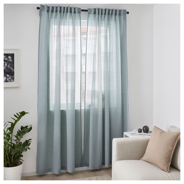 Гардины, 1 пара ХИЛЬЯ, синий (145x300 см) - схема-чертеж с размерами