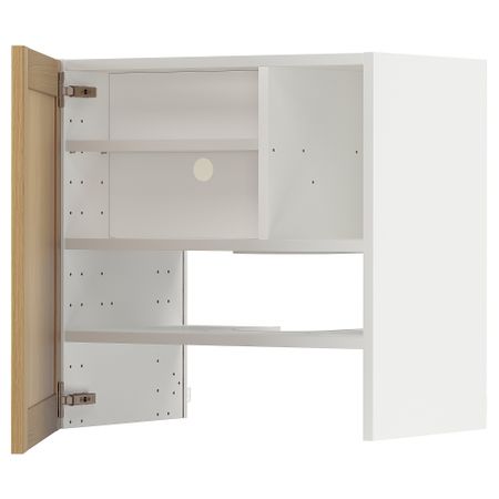 Навесной шкаф для вытяжки, полка, дверь, белый, Forsbacka дуб, 60x60 см IKEA METOD МЕТОД 795.093.83