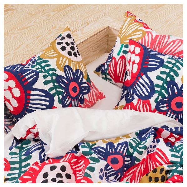 Пододеяльник и 1 наволочка, белый, разноцветный 150x200/50x70 см IKEA СОММАРАСТЕР 904.233.16 - фото 3