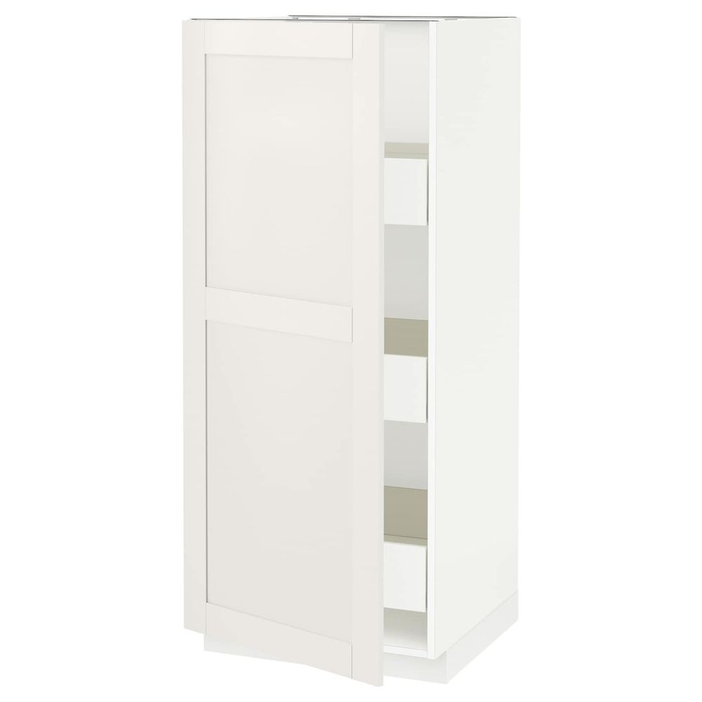 Высокий шкаф с ящиками, белый/Сэведаль белый 60x60x140 см IKEA МЕТОД / ФОРВАРА 693.837.89 - схема-чертеж с размерами