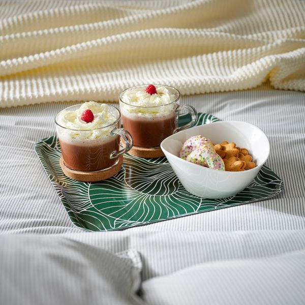 Поднос, с рисунком/зеленый 33x33 см IKEA VINTERSNÖ ВИНТЕРСНЁ 605.110.55 - фото 2