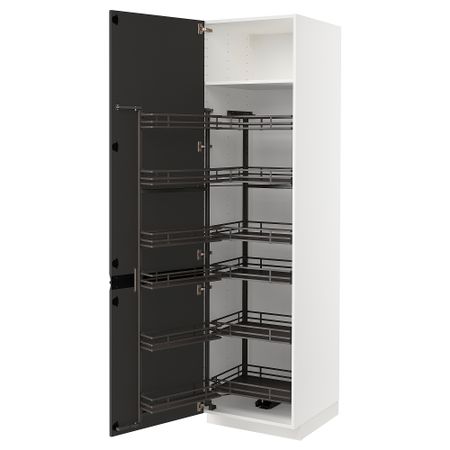 Высокий шкаф с выдвижным модулем, белый, Upplöv матовый антрацит, 60x60x220 см IKEA METOD МЕТОД 994.929.61
