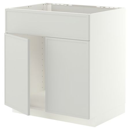 METOD Шкаф под мойку/2 двери/фасад - белый/Aspudden светло-серый 80x60 см