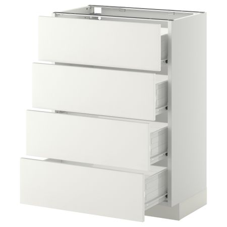 Напольный шкаф 4 фронтальных панели, 4 ящика МЕТОД / ФОРВАРА, белый, Хэггеби белый