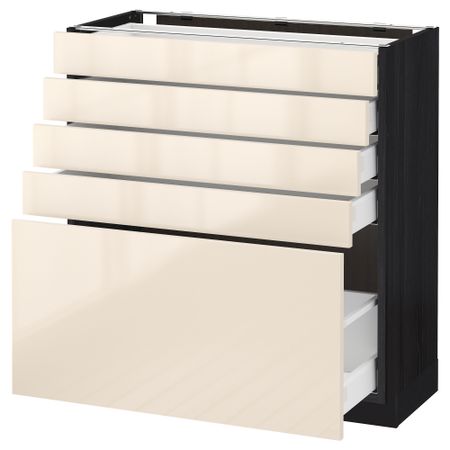 Напольный шкаф с 5 ящиками МЕТОД / МАКСИМЕРА, черный, Рингульт кремовый
