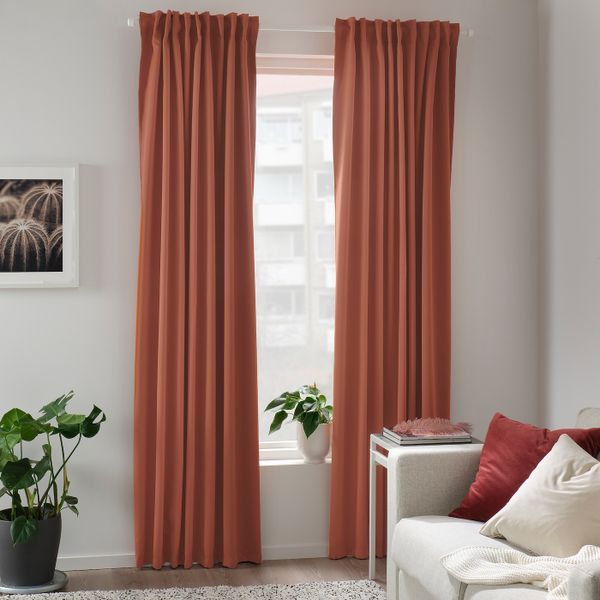 Гардины, блокирующие свет, 2 шт., красно-коричневый 145x300 см IKEA MAJGULL МАЙГУЛЛ 505.178.97 - схема-чертеж с размерами