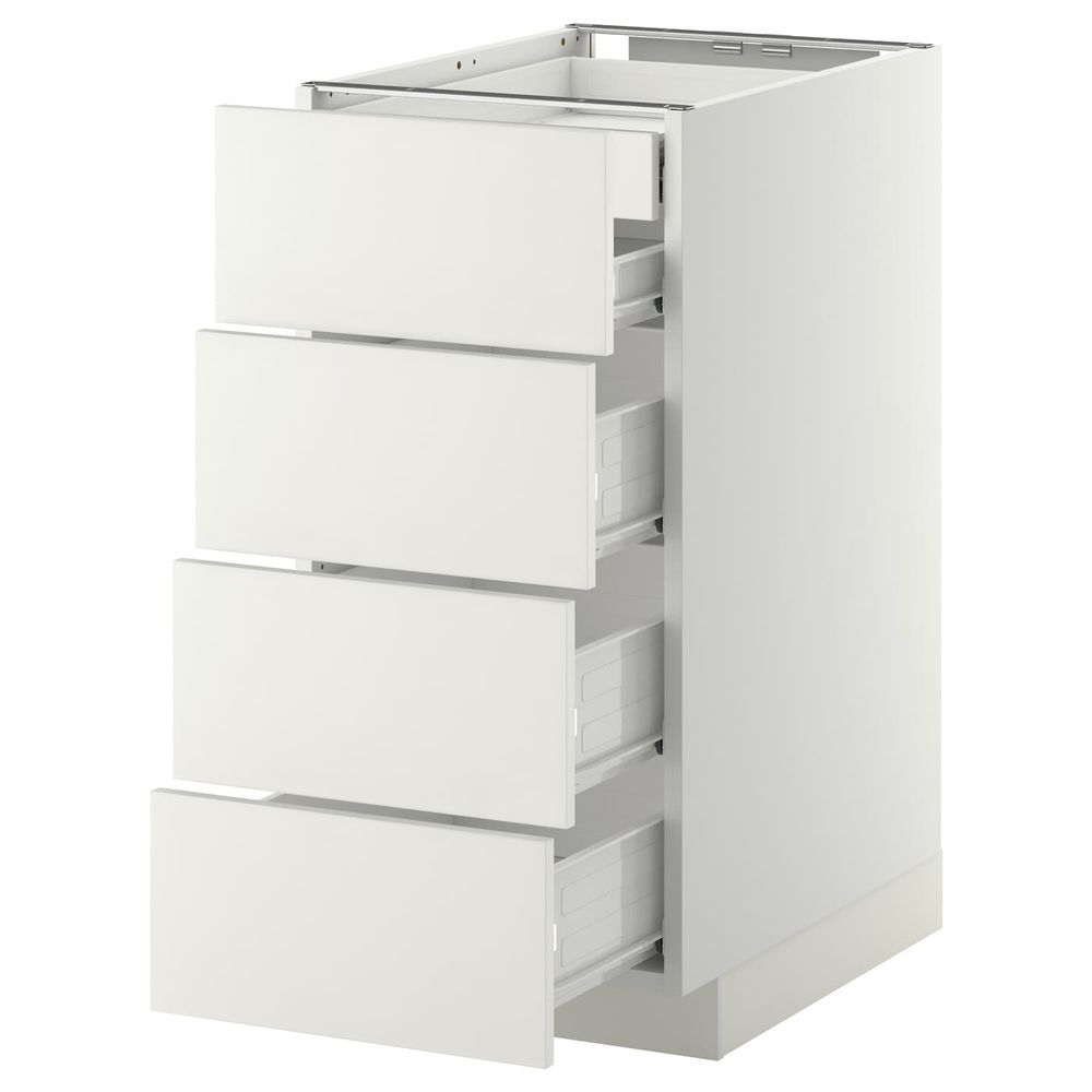 Напольный шкаф 4 фронтальных, 2 низких, 3 средних ящ, белый/Хэггеби белый 40x60 см IKEA МЕТОД / ФОРВАРА 992.619.65 - фото 1