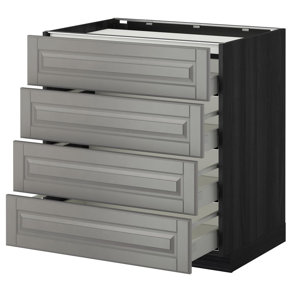 Напольный шкаф, 4 фронтальных панели, 4 ящика МЕТОД / МАКСИМЕРА, черный, Будбин серый - фото 1