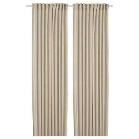 DYTÅG Гардины, 2 шт. - бежевый/с лентой 145x300 см