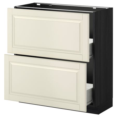 Напольный шкаф с 2 ящиками МЕТОД / ФОРВАРА, черный, Будбин белый с оттенком