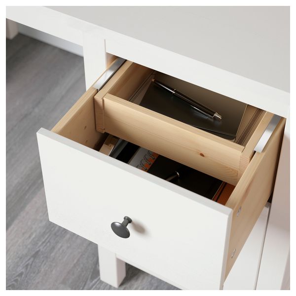 Стол с дополнительным модулем ХЕМНЭС, белая морилка (155x137 см) - фото 3