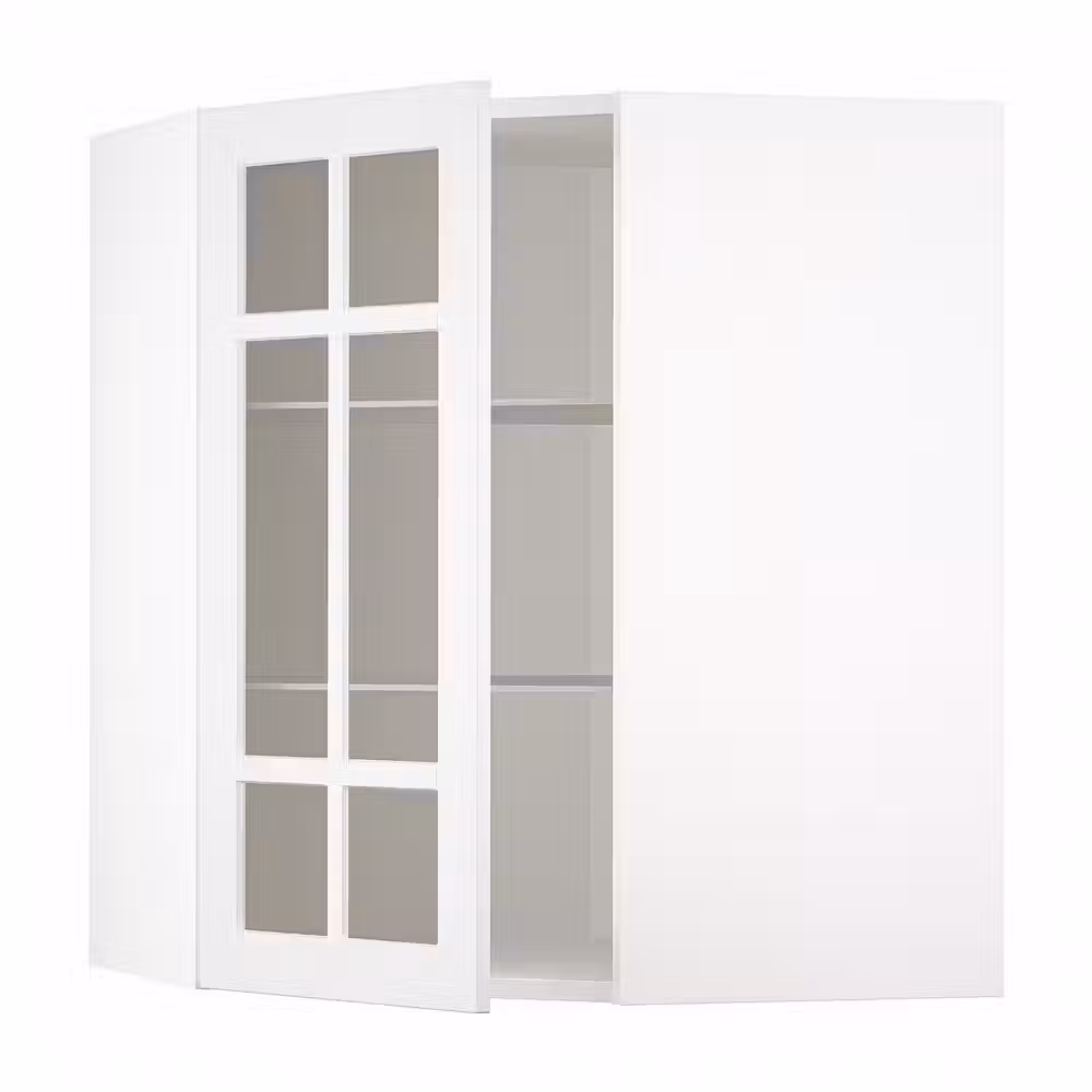 METOD Углов навесн шкаф с полками/сткл дв - фото 1