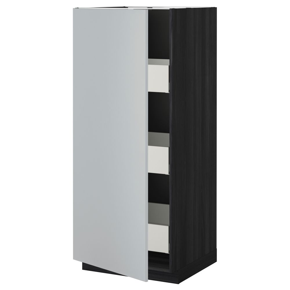 Высокий шкаф с ящиками МЕТОД / МАКСИМЕРА, черный, Веддинге серый - фото 1