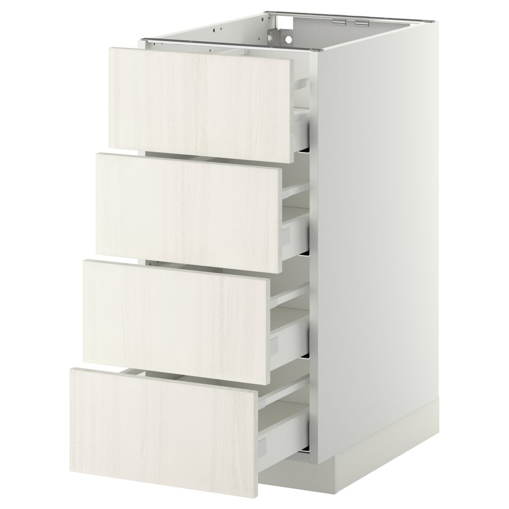 Напольный шкаф 4 фронтальных панели, 4 ящика МЕТОД / МАКСИМЕРА, белый, Росдаль белый - схема-чертеж с размерами