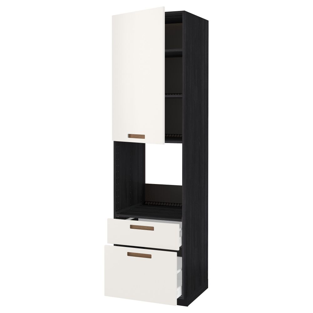 Высокий шкаф для духовки + дверь, 2 ящика МЕТОД / МАКСИМЕРА, черный, Мэрста белый - схема-чертеж с размерами