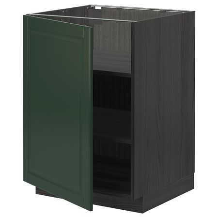 Напольный шкаф с полками, черный/Будбин темно-зеленый 60x60 см IKEA МЕТОД 693.129.47