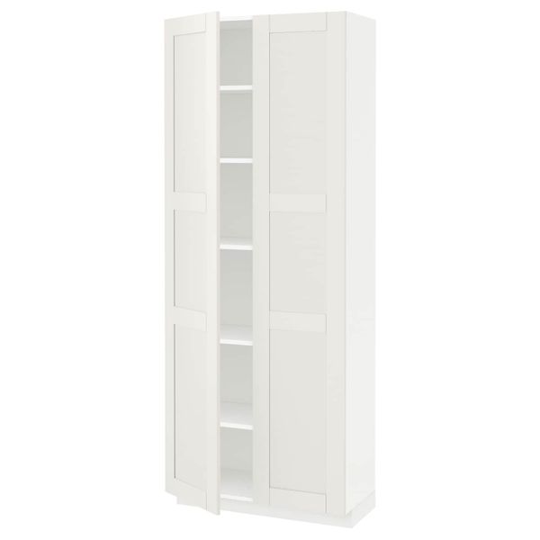 Высокий шкаф с полками, белый/Сэведаль белый 80x37x200 см IKEA METOD МЕТОД 894.474.22 - фото 1