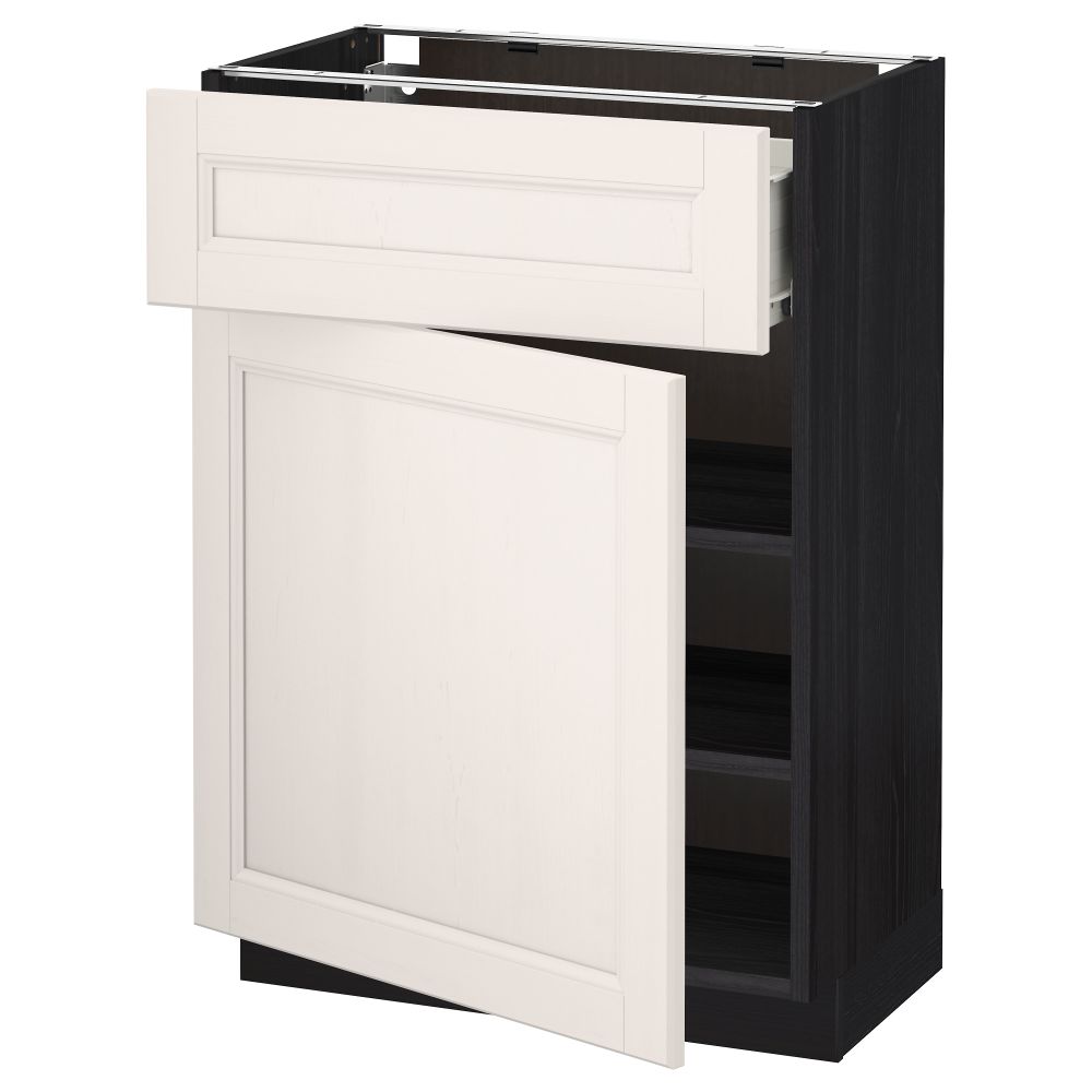 Напольный шкаф с ящиком, дверью МЕТОД / ФОРВАРА, черный, Лаксарби белый - схема-чертеж с размерами