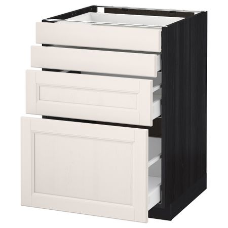 Напольный шкаф 4 фронтальных панели, 4 ящика МЕТОД / МАКСИМЕРА, черный, Лаксарби белый