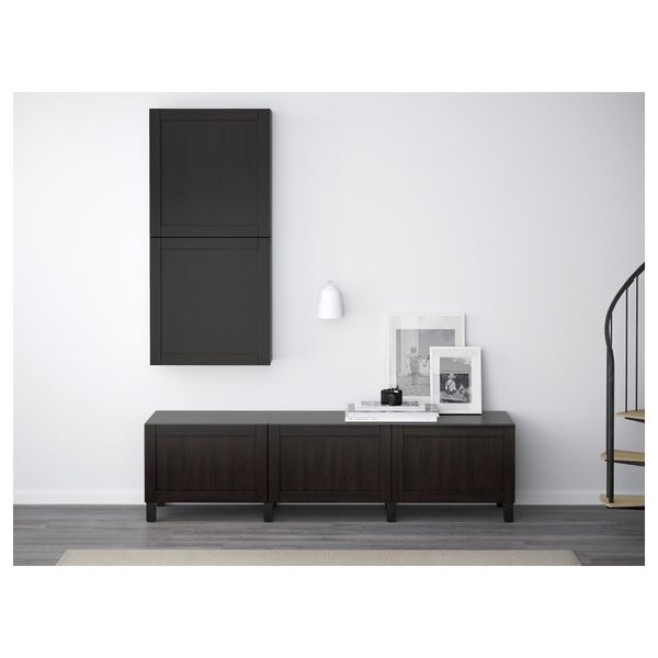 Комбинация для хранения с ящиками БЕСТО, Ханвикен черно-коричневый (180x40x48 см) - схема-чертеж с размерами