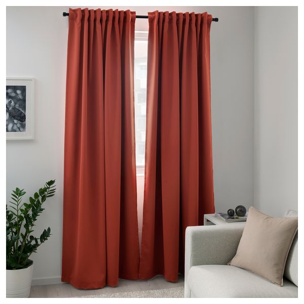 Гардины, блокирующие свет, 1 пара МАЙГУЛЛ, оранжевый (145x300 см) - схема-чертеж с размерами