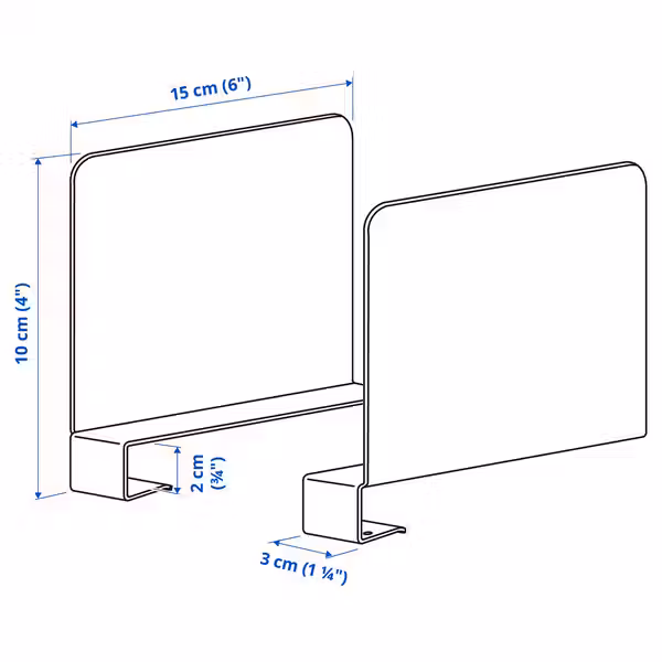 RELATERA Ограничитель для книг - светлый серо-зеленый 2 штуки - схема-чертеж с размерами