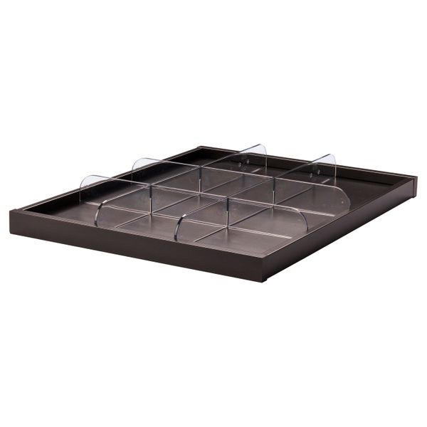 Выдвижная полка с разделителем, черно-коричневый, прозрачный 50x58 см IKEA КОМПЛИМЕНТ 392.429.65 - фото 1