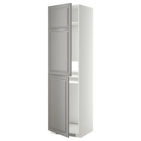Высокий шкаф для холодильник, морозильник, белый, Bodbyn серый, 60x60x220 см IKEA METOD МЕТОД 699.256.59