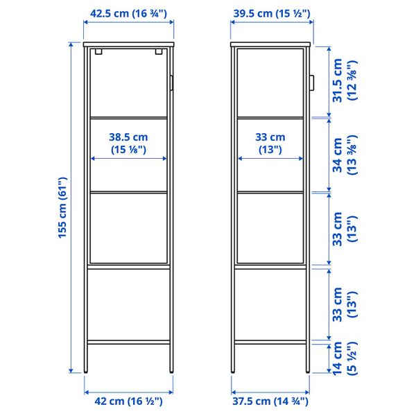 Шкаф-витрина, светлая бирюза 42x37x155 см IKEA RUDSTA РУДСТА 704.501.36 - фото 6