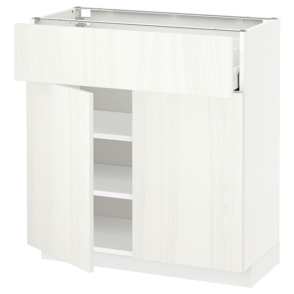 Напольный шкаф + ящик, 2 дверцы МЕТОД / МАКСИМЕРА, белый, Росдаль белый - схема-чертеж с размерами