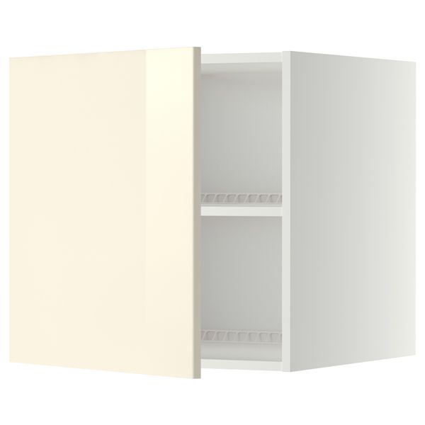 Верхний шкаф на холодильник, морозильник МЕТОД, белый, Рингульт кремовый - схема-чертеж с размерами