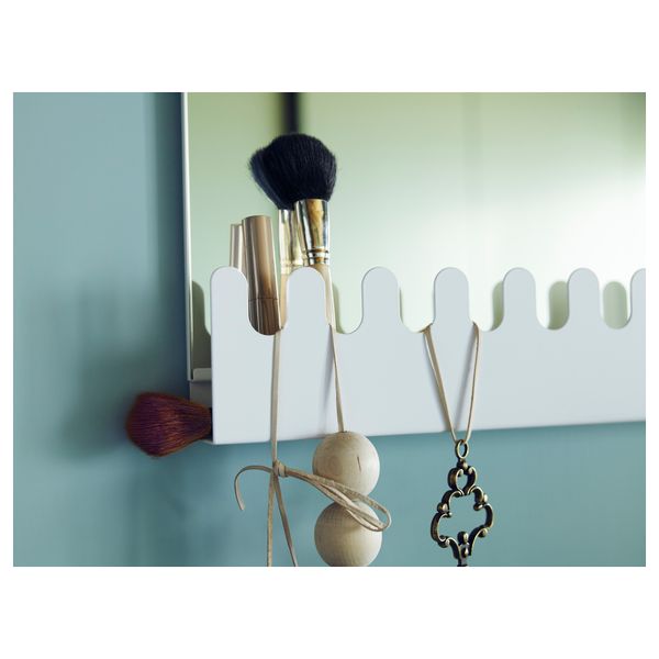 Надверное зеркало с крючками и полкой ГАРНЕС, белый надверное (38x83 см) - схема-чертеж с размерами