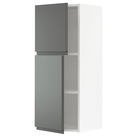 Навесной шкаф с полками/2дверцы, белый/Воксторп темно-серый 40x100 см IKEA METOD МЕТОД 594.447.93