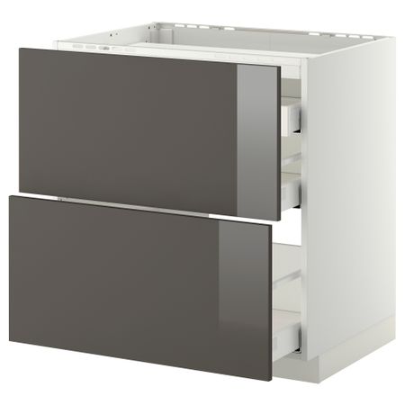 Напольный шкаф, 2 фронтальных панели, 3 ящика МЕТОД / МАКСИМЕРА, белый, Рингульт серый
