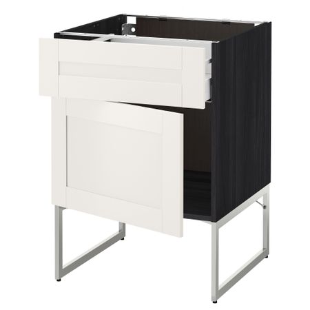 Напольный шкаф с ящиком, дверью МЕТОД / МАКСИМЕРА, черный, Сэведаль белый