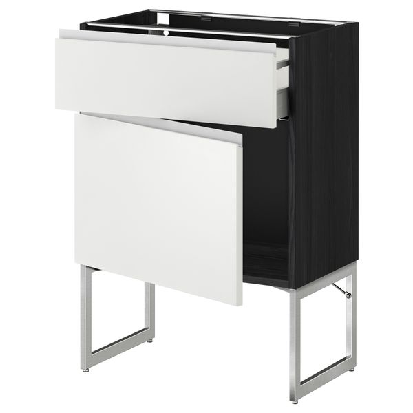 Напольный шкаф с ящиком, дверью МЕТОД / МАКСИМЕРА, черный, Нодста белый - схема-чертеж с размерами