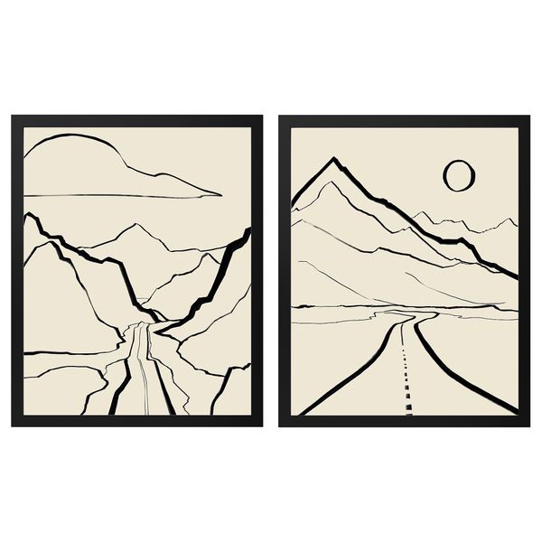 Рама с постером, Линейные пейзажи, 40x50 см IKEA RÖDALM 905.907.58 - фото 1